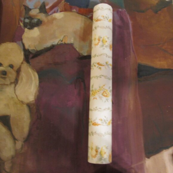 Vintage 1980s Striped Orange Floral Motif Wallpaper - Picture 8 of 8